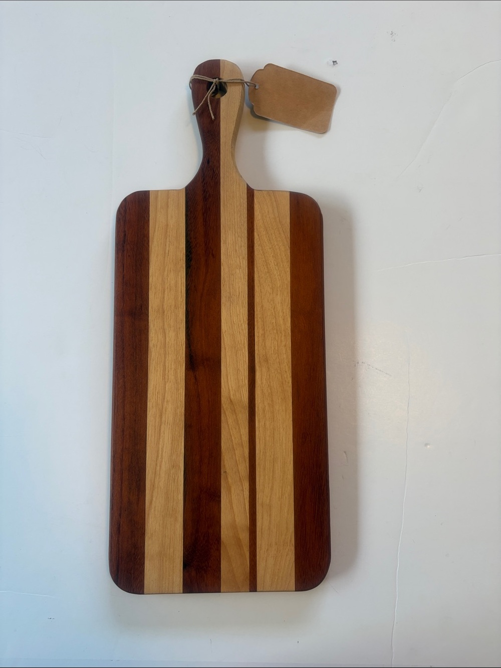 Striped Two-Tone Wood Cutting & Serving Board - Brown/Cream Handmade Tiger Wood